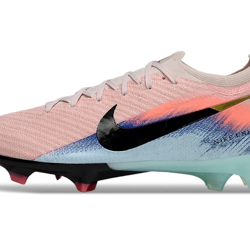 Chuteira Campo Nike Air Zoom Mercurial Vapor 16 Elite FG Rosa, Azul e Preto Farda do Boleiro