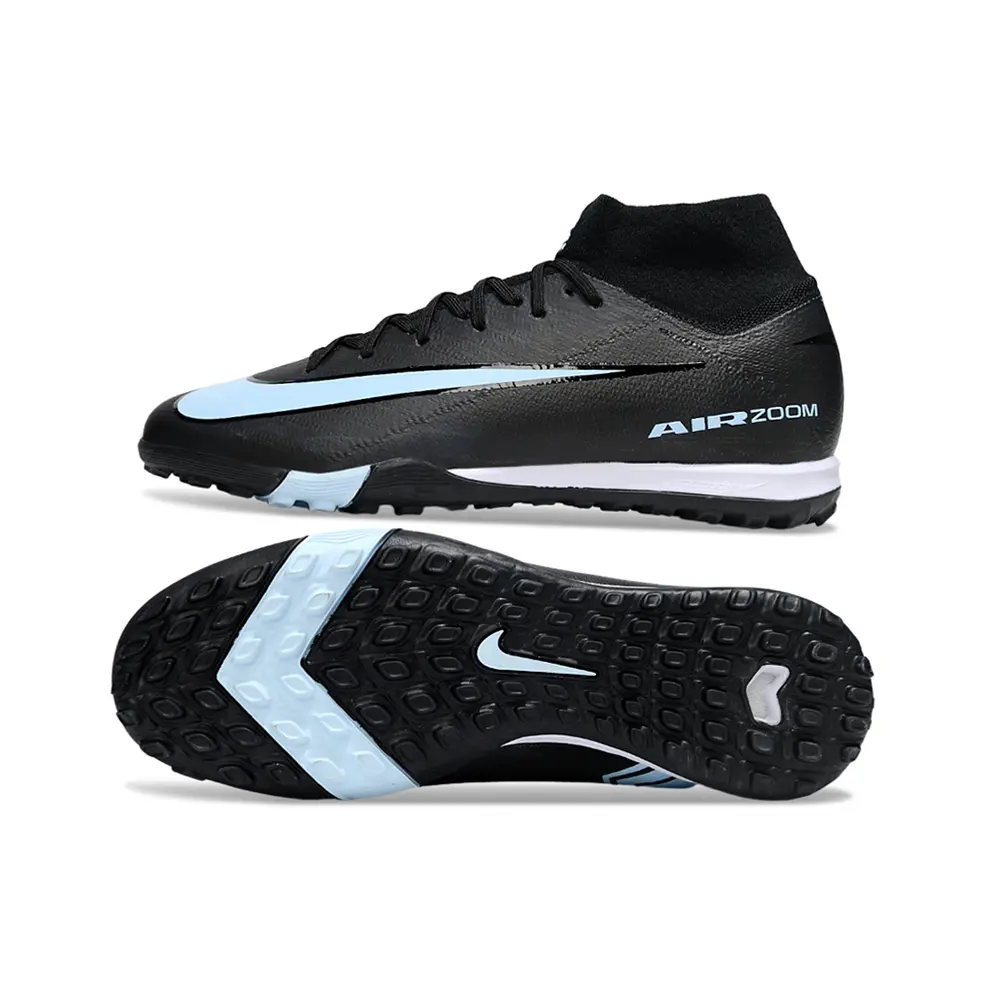 Chuteira Society Nike Air Zoom Mercurial Superfly 10 Elite FG ''Shadow'' Preto e Azul Farda de Boleiro
