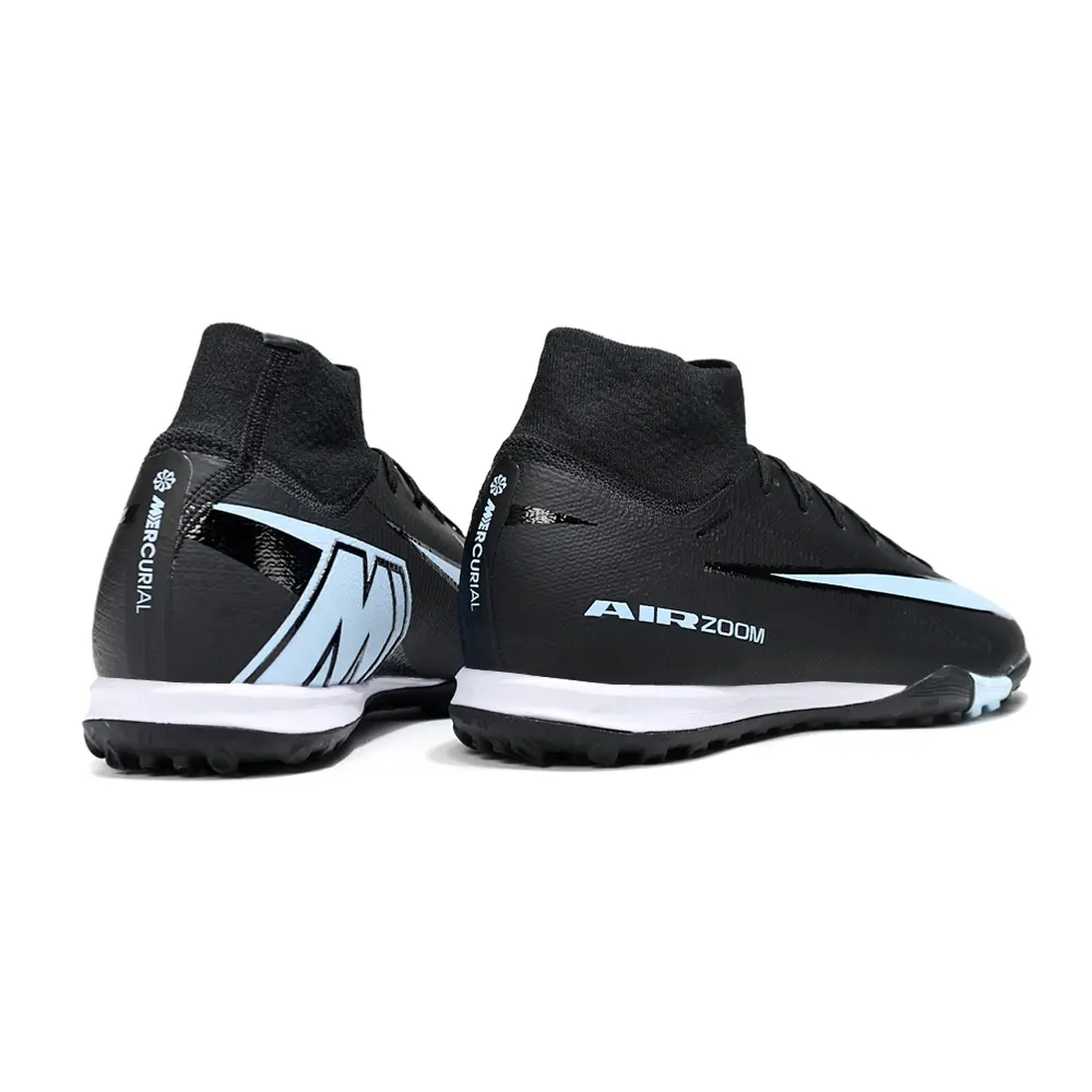 Chuteira Society Nike Air Zoom Mercurial Superfly 10 Elite FG ''Shadow'' Preto e Azul Farda de Boleiro