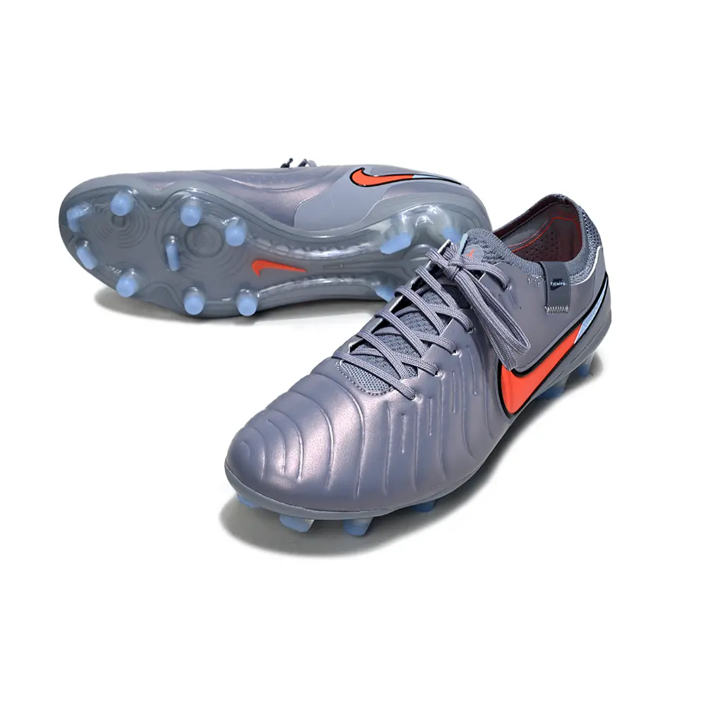 Chuteira Campo Nike Tiempo Legend 9 Elite FG Cinza e Laranja Farda de Boleiro