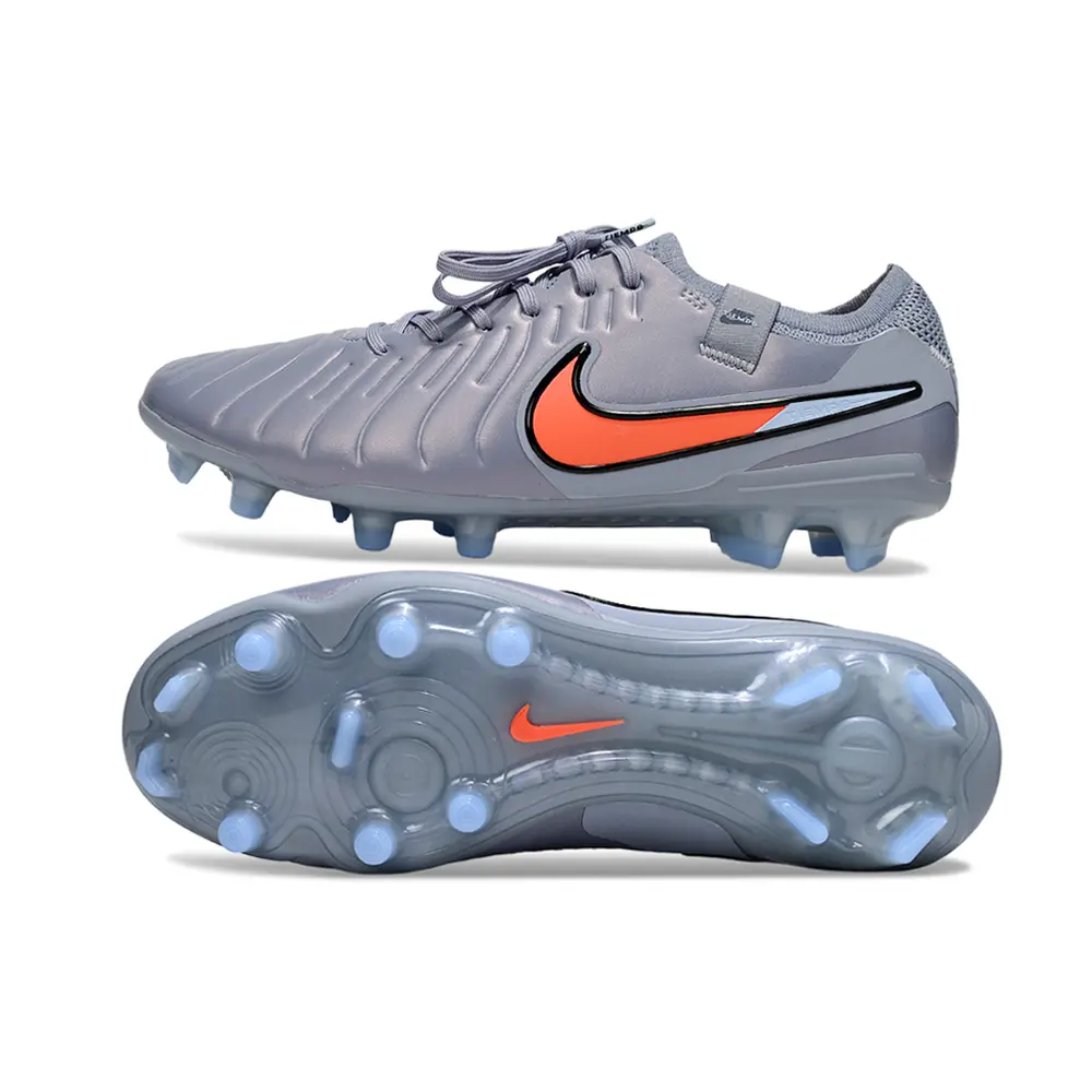 Chuteira Campo Nike Tiempo Legend 9 Elite FG Cinza e Laranja Farda de Boleiro