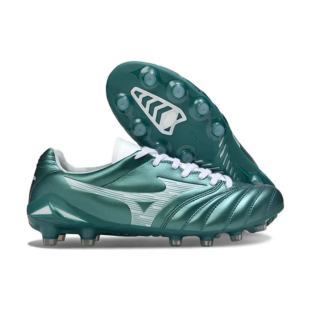 Chuteira Campo Mizuno Morelia Neo 4 Beta FG Verde e Branco Farda de Boleiro