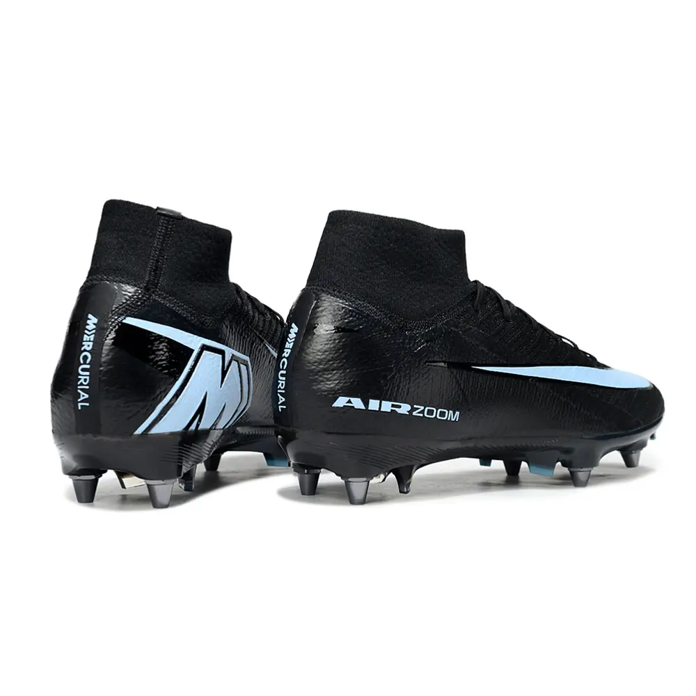 Chuteira Campo Nike Air Zoom Mercurial Superfly 10 Elite Trava Mista ''Shadow'' Preta e Azul Farda de Boleiro