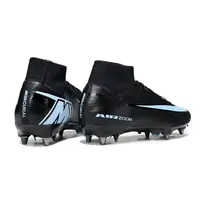 Chuteira Campo Nike Air Zoom Mercurial Superfly 10 Elite Trava Mista ''Shadow'' Preta e Azul Farda de Boleiro - imagem 7