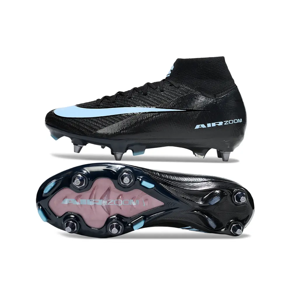 Chuteira Campo Nike Air Zoom Mercurial Superfly 10 Elite Trava Mista ''Shadow'' Preta e Azul Farda de Boleiro