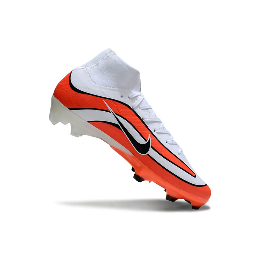 Chuteira Campo Nike Air Zoom Mercurial Superfly 10 Elite Trava Branco e Laranja Farda de Boleiro