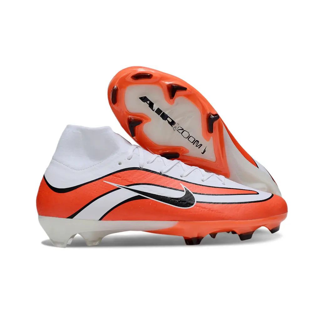 Chuteira Campo Nike Air Zoom Mercurial Superfly 10 Elite Trava Branco e Laranja Farda de Boleiro