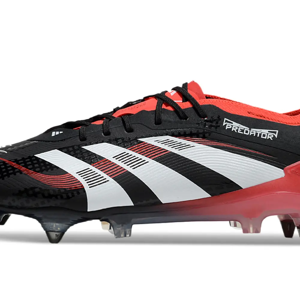 Chuteira Campo Adidas Predator Elite Ponta de Aluminio Preto e Vermelho Farda de Boleiro
