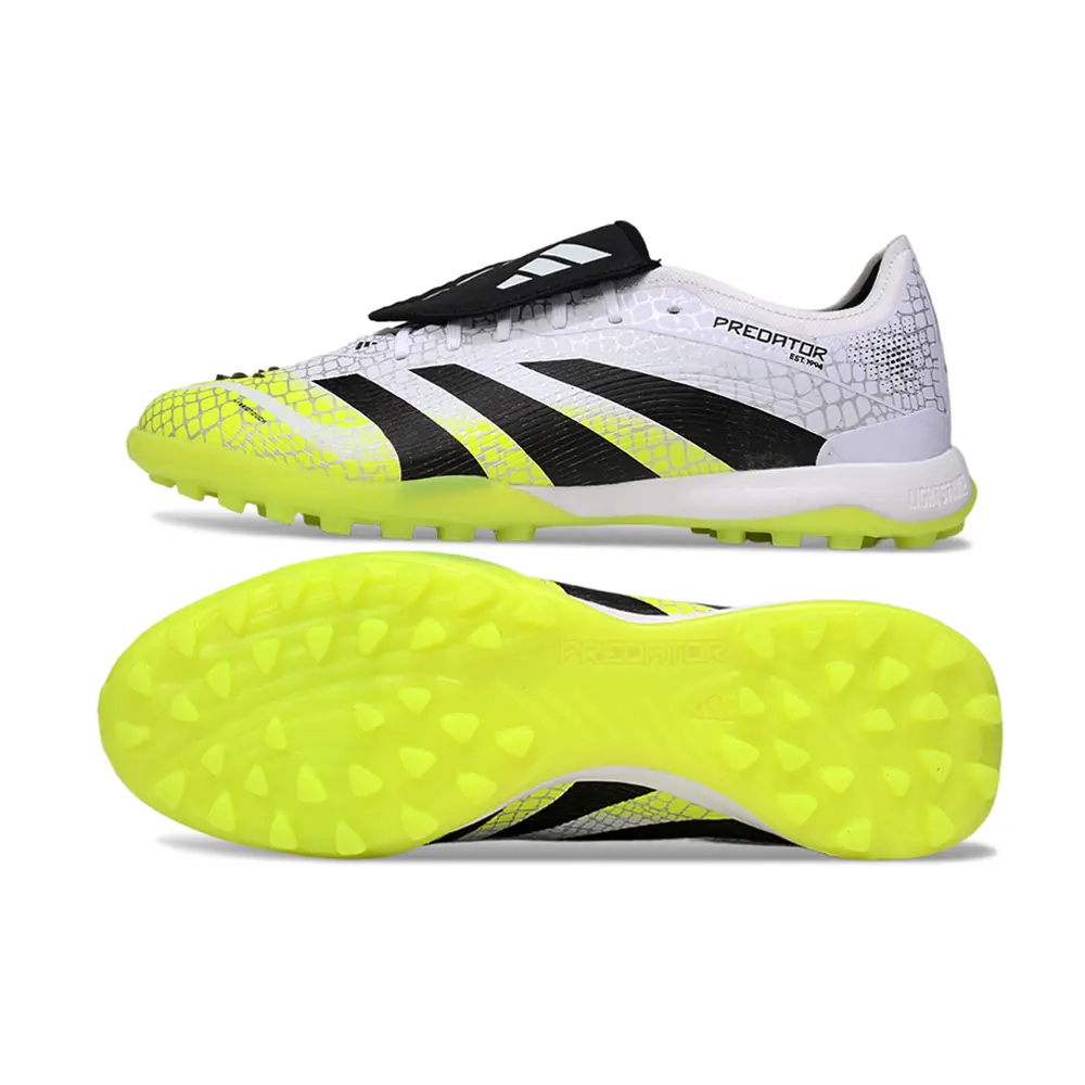 Chuteira Society Adidas Predator League Elite TF Branco, Verde e Preto Farda de Boleiro