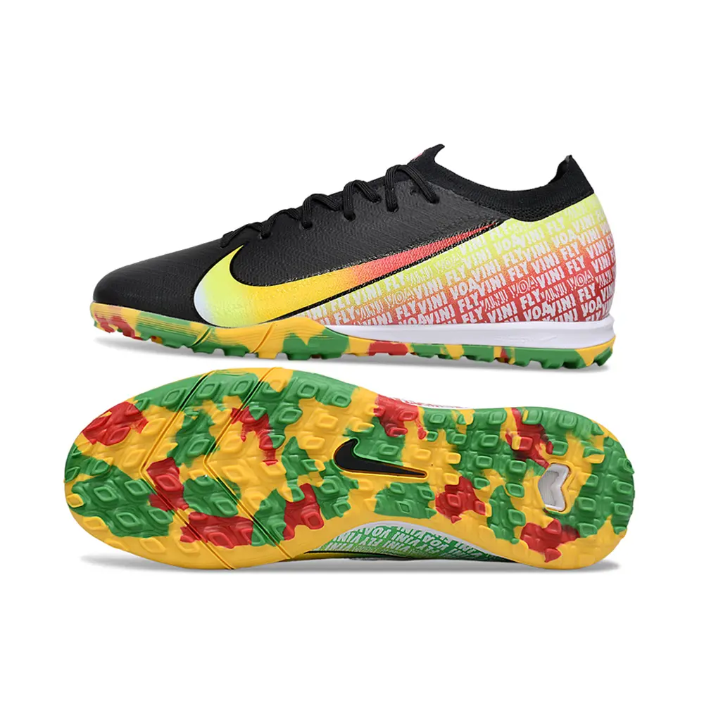 Chuteira Society Nike Air Zoom Mercurial Vapor 16 Elite TF Preto, Amarelo e Rosa Farde de Boleiro