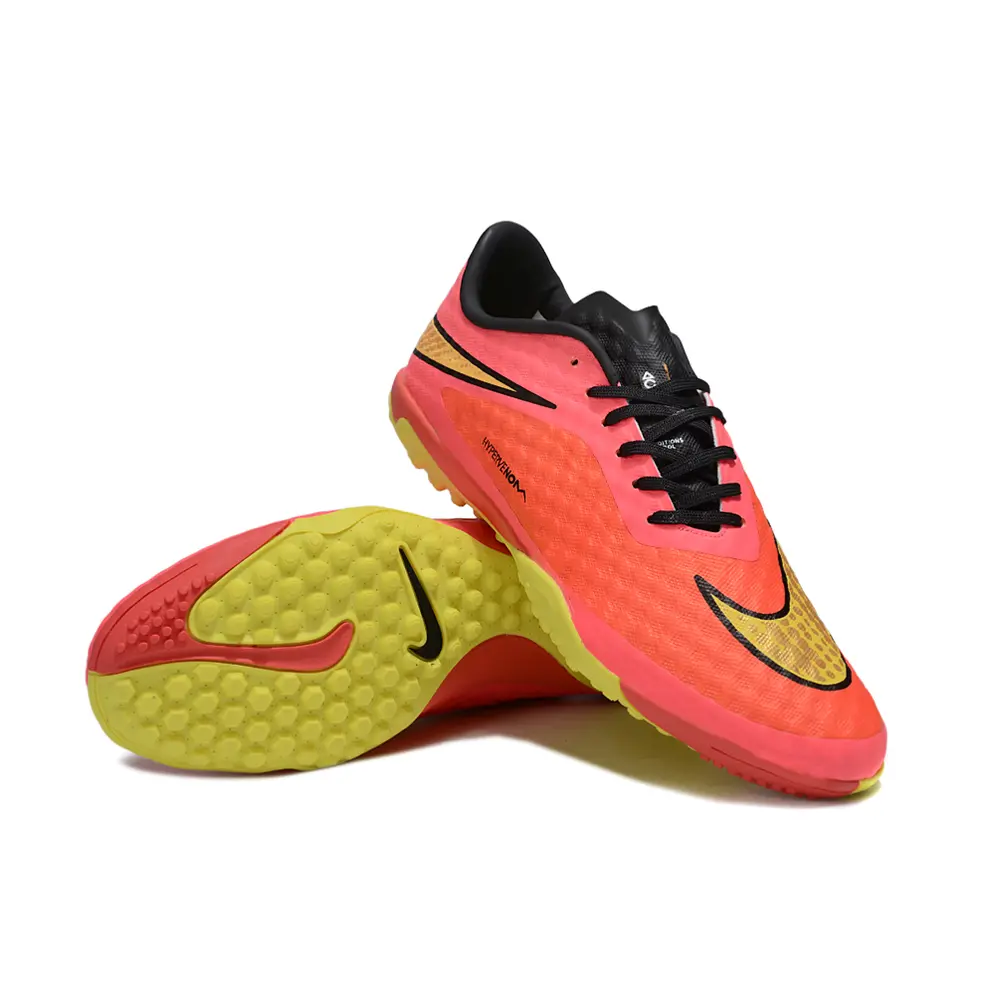  Chuteira Society Nike Hypervenom TF Rosa e Amarelo Farde de Boleiro