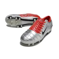 Chuteira Campo Nike Total 90 FG Prata e Vermelho Farde de Boleiro - imagem 6