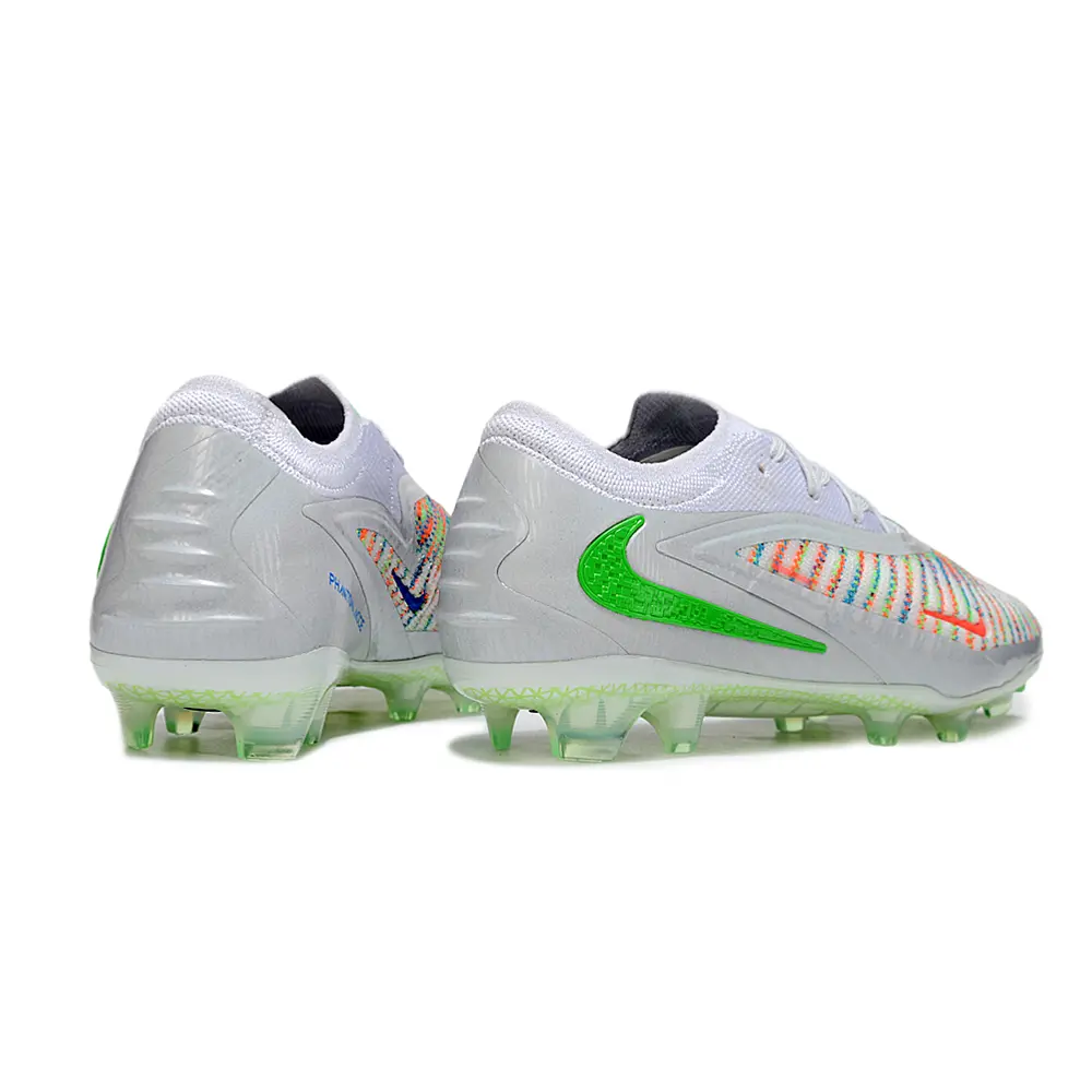 Chuteira Campo Nike Phantom GX 3 Elite FG Prata, Verde e Laranja