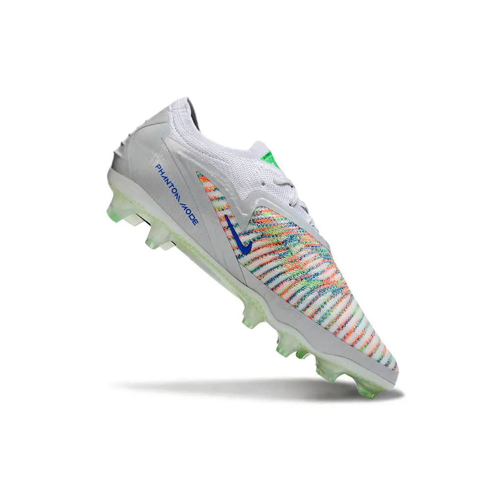 Chuteira Campo Nike Phantom GX 3 Elite FG Prata, Verde e Laranja