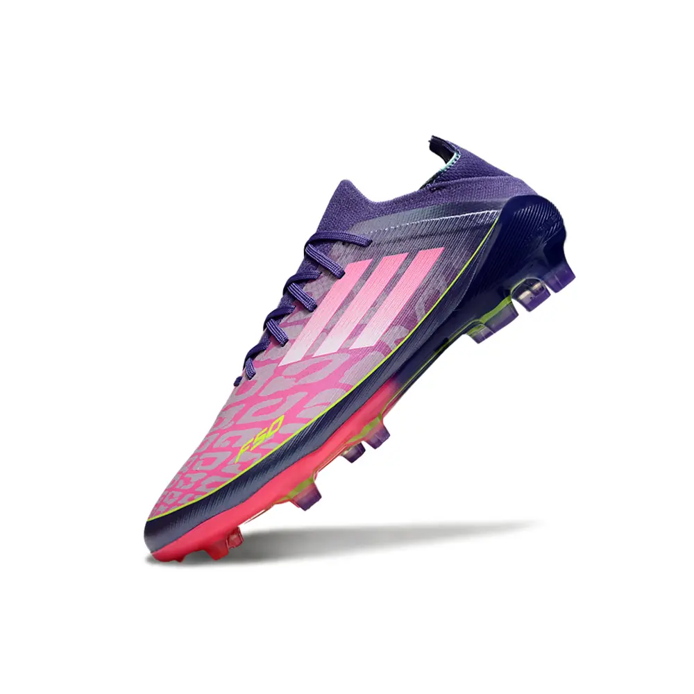 Chuteira Campo Adidas F50 FG Roxo, Rosa e Verde "Lamine Yamal"