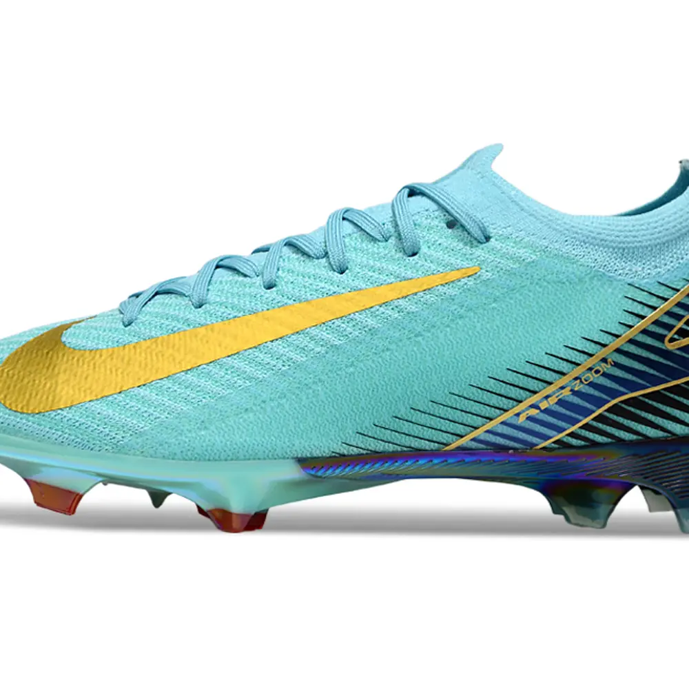 Chuteira Infantil Campo Nike Air Zoom Mercurial Vapor 16 Elite FG Verde e Dourado