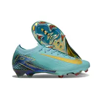 Chuteira Infantil Campo Nike Air Zoom Mercurial Vapor 16 Elite FG Verde e Dourado - imagem 3