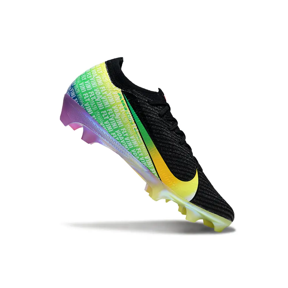 Chuteira Infantil Campo Nike Air Zoom Mercurial Vapor 16 Elite FG Preto e Colorido "Vini Jr"