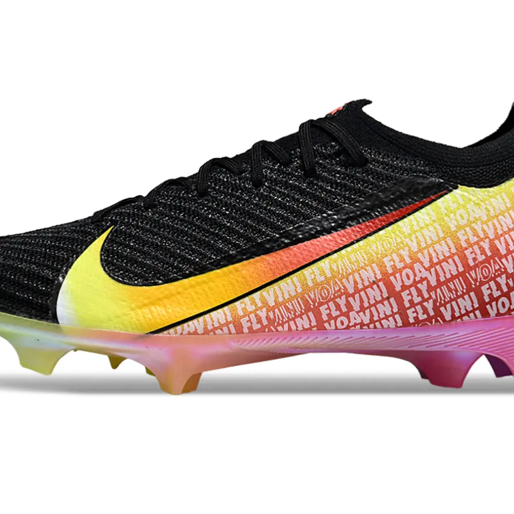 Chuteira Infantil Campo Nike Air Zoom Mercurial Vapor 16 Elite FG Preto e Colorido "Vini Jr"