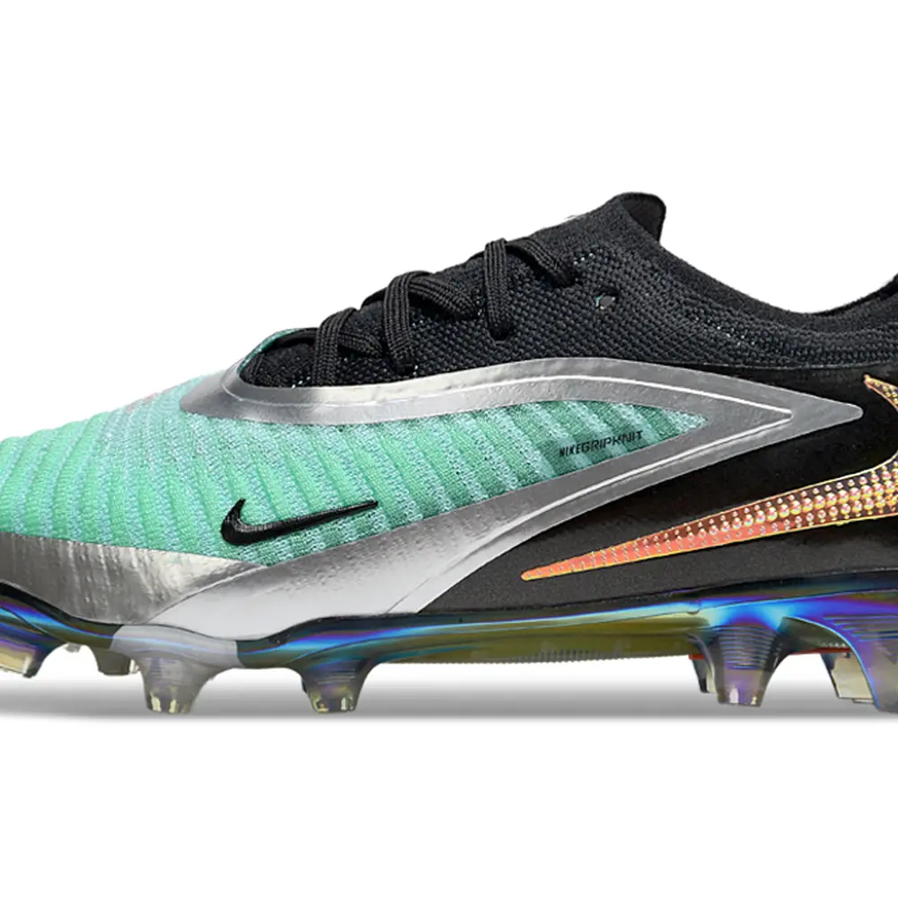 Chuteira Infantil Campo Nike Phantom GX 6 Elite FG Preto, Verde e Laranja