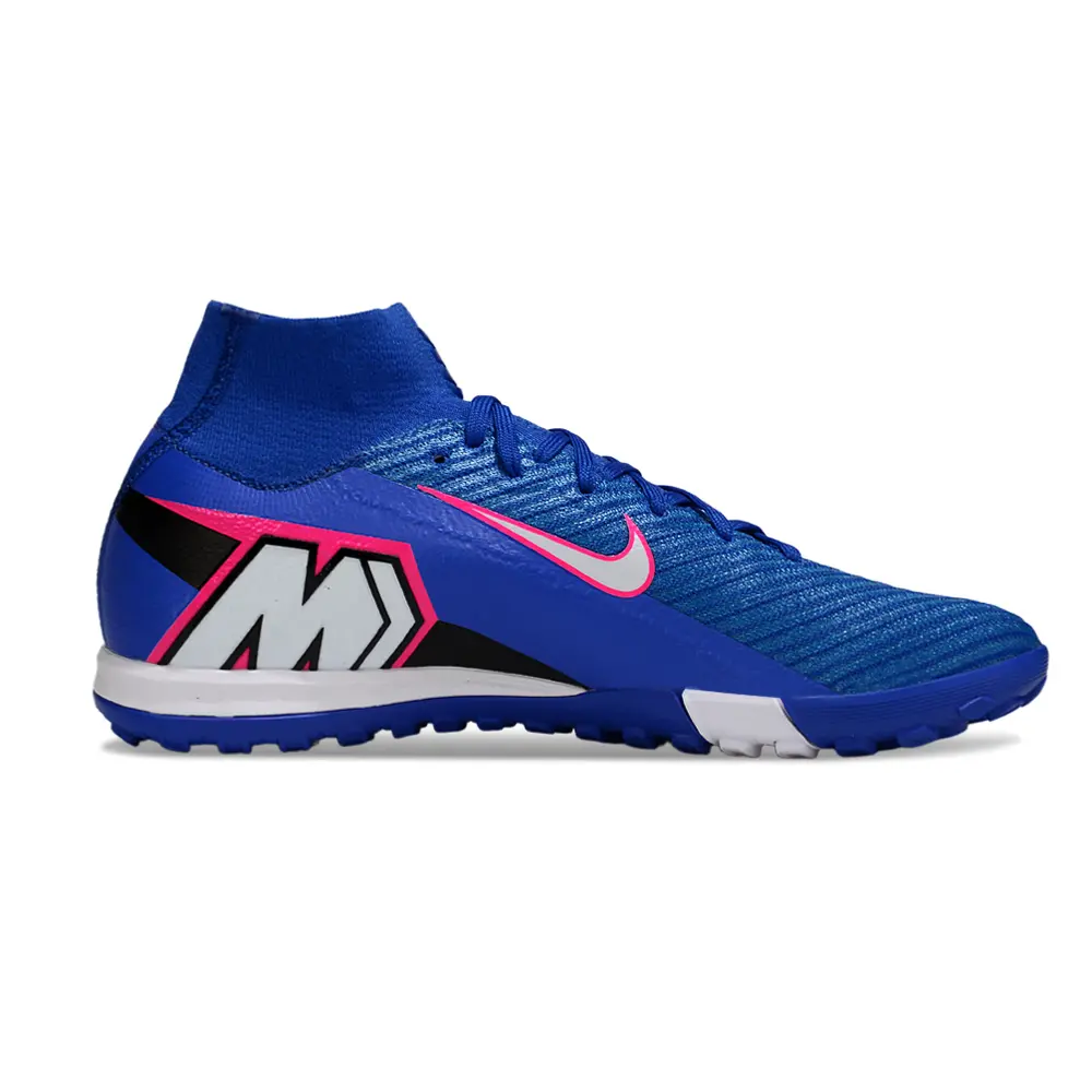 Chuteira Society Nike Air Zoom Mercurial Superfly 10 Elite TF Azul, Branco e Rosa