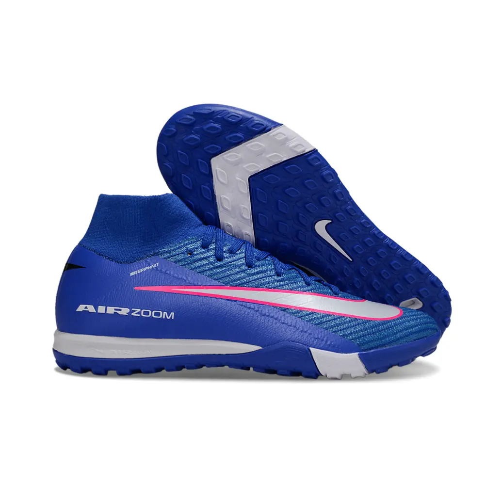 Chuteira Society Nike Air Zoom Mercurial Superfly 10 Elite TF Azul, Branco e Rosa