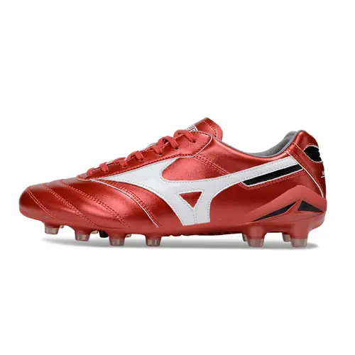 Chuteira Campo Mizuno Morelia DNA FG Vermelha e Branca "Ruby Red"