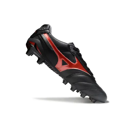 Chuteira Campo Mizuno Morelia DNA FG Preta e Vermelho "Shadow Gem"