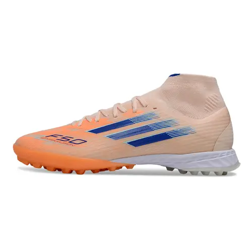 Chuteira Society Adidas F50 Cano Médio TF Rosa e Azul