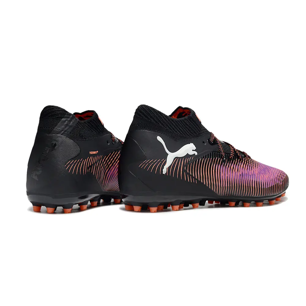 Chuteira Society Puma Future 8 MG Preta, Vermelho e Roxo