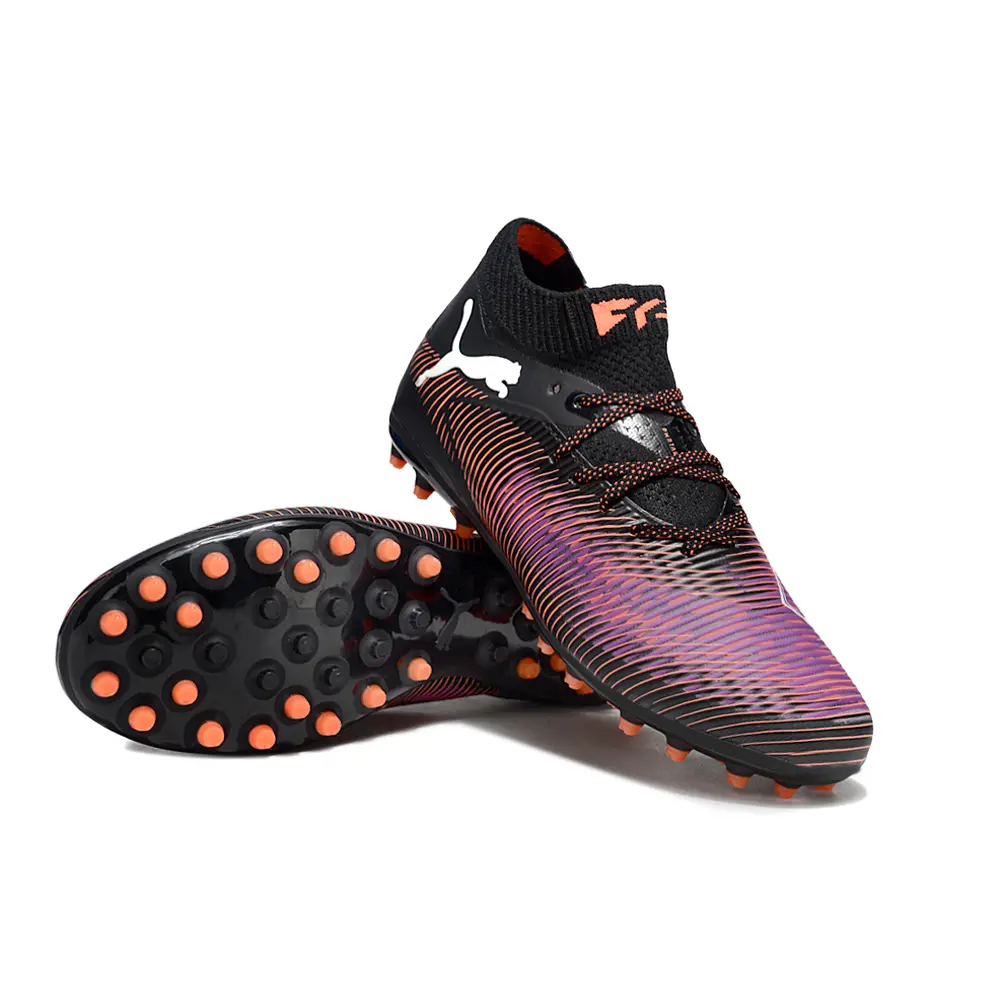 Chuteira Society Puma Future 8 MG Preta, Vermelho e Roxo