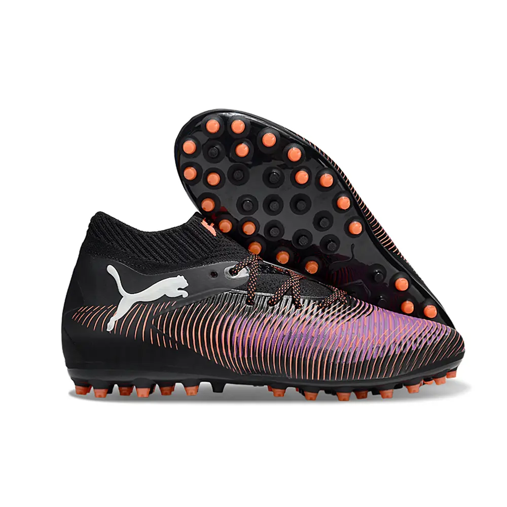 Chuteira Society Puma Future 8 MG Preta, Vermelho e Roxo
