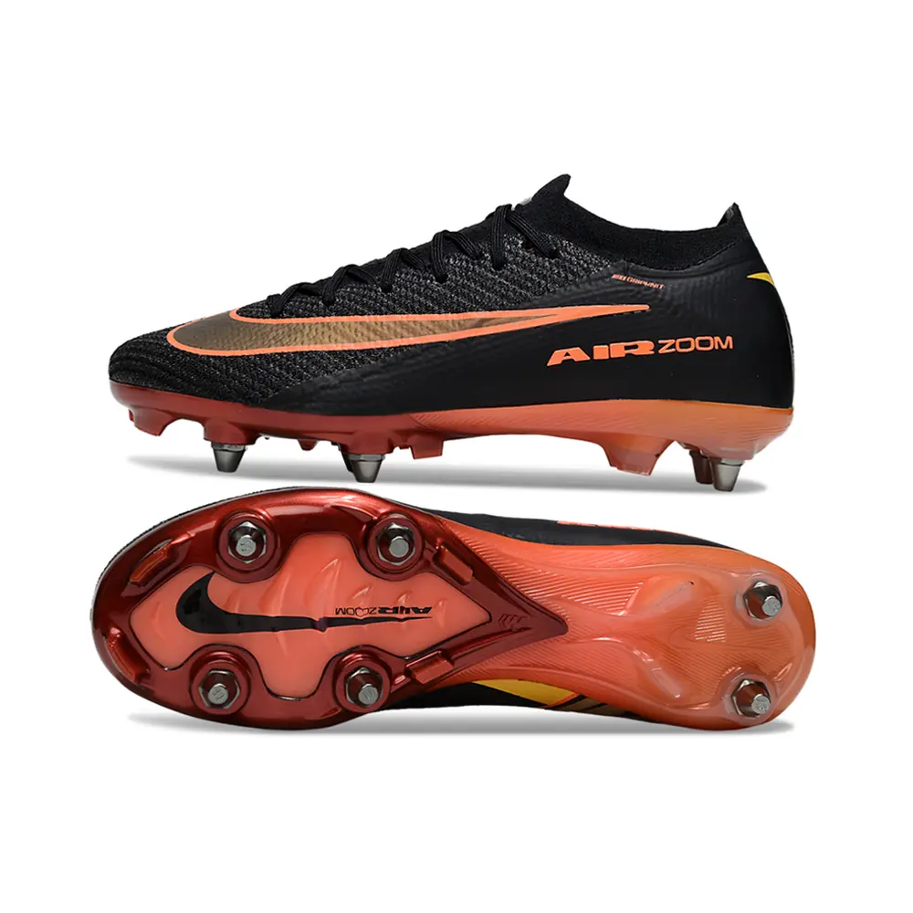 Chuteira Campo Nike Air Zoom Mercurial Vapor 16 Elite Trava Mista Preto e Laranja 