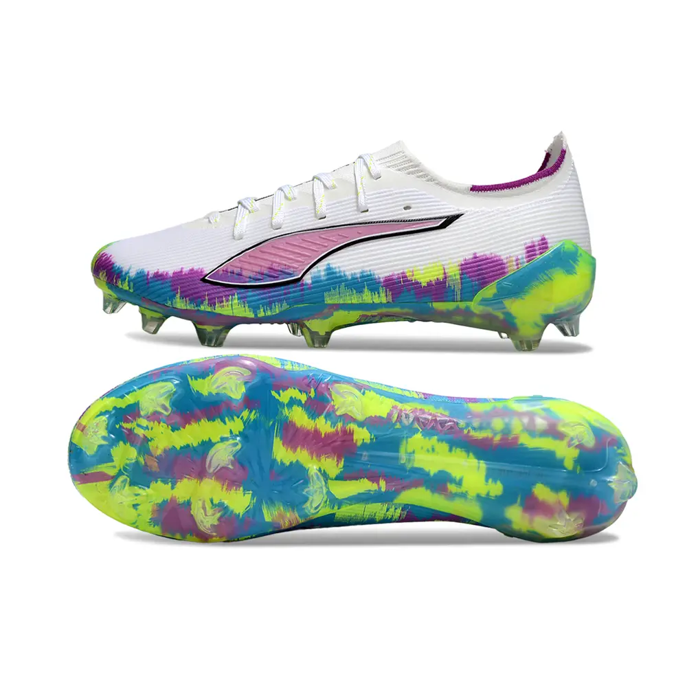 Chuteira Campo Puma Ultra 6 Ultimate FG Branca e Colorida "Full Brilliance"