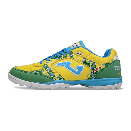 Chuteira Society Joma Top Flex TF Amarelo, Azul, Verde e Branco 