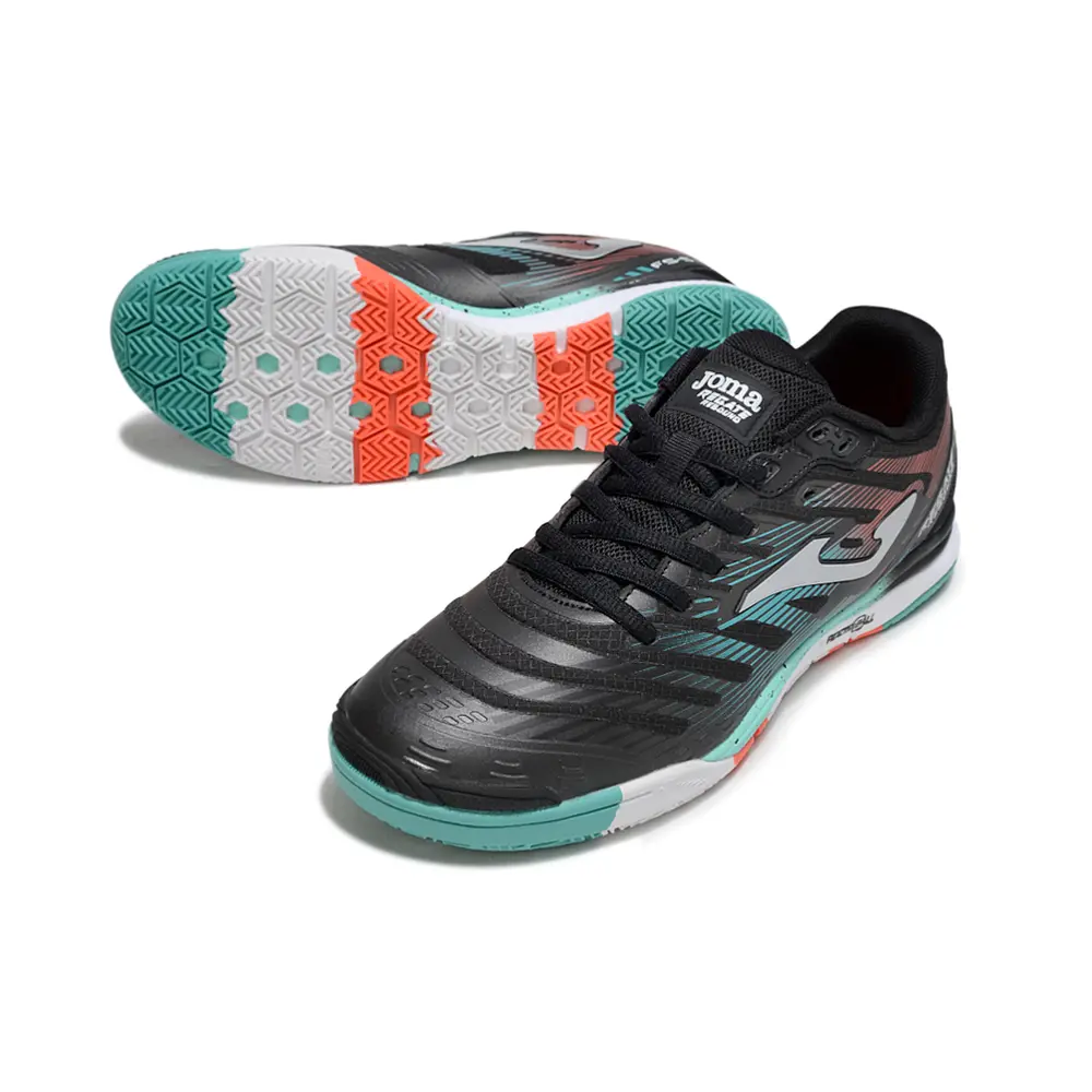 Chuteira Futsal Joma Regate Rebound IC Preta, Verde e Laranja 