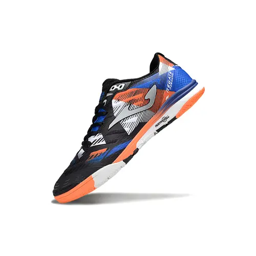 Chuteira Futsal Joma Regate Rebound IC Preta, Laranja e Azul