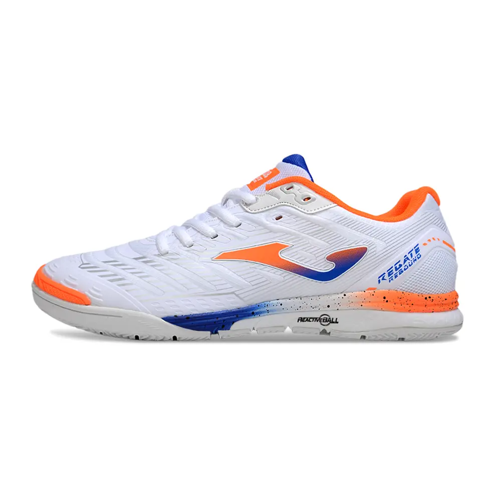 Chuteira Futsal Joma Regate Rebound IC Preta, Laranja e Azul