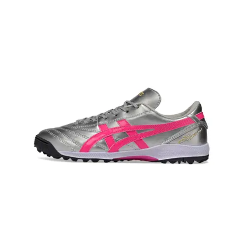 Chuteira Society Asics Japan TF Prata e Rosa