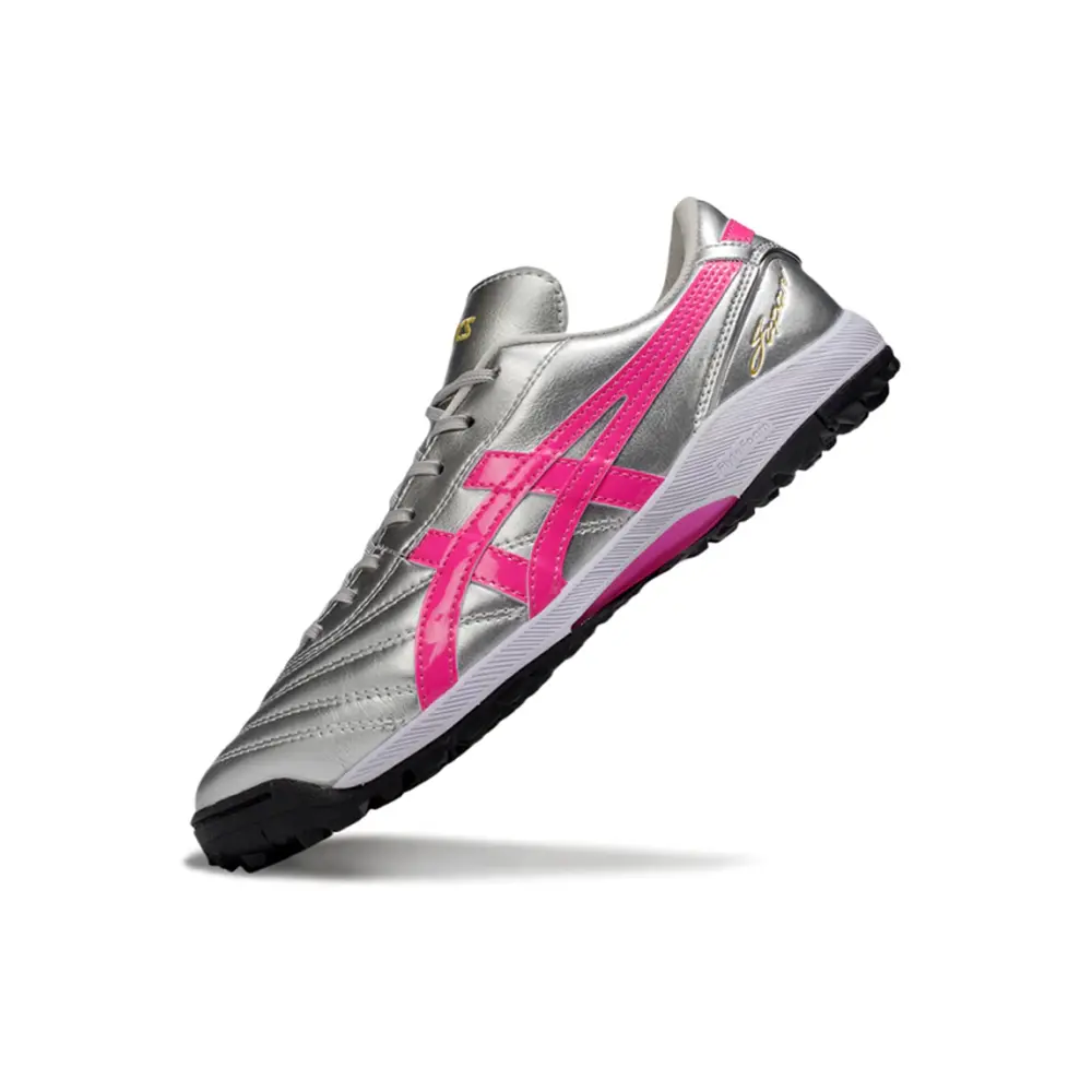 Chuteira Society Asics Japan TF Prata e Rosa