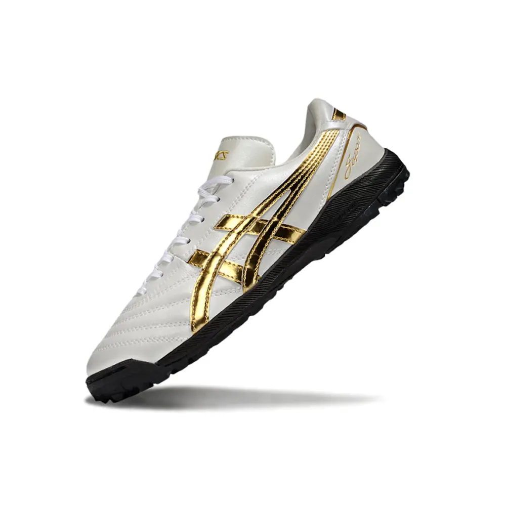Chuteira Society Asics Japan TF Bege, Dourado e Preto