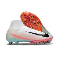 Chuteira Campo Nike Air Zoom Mercurial Superfly 10 Elite Trava Mista Branco, Rosa e Azul - imagem 3