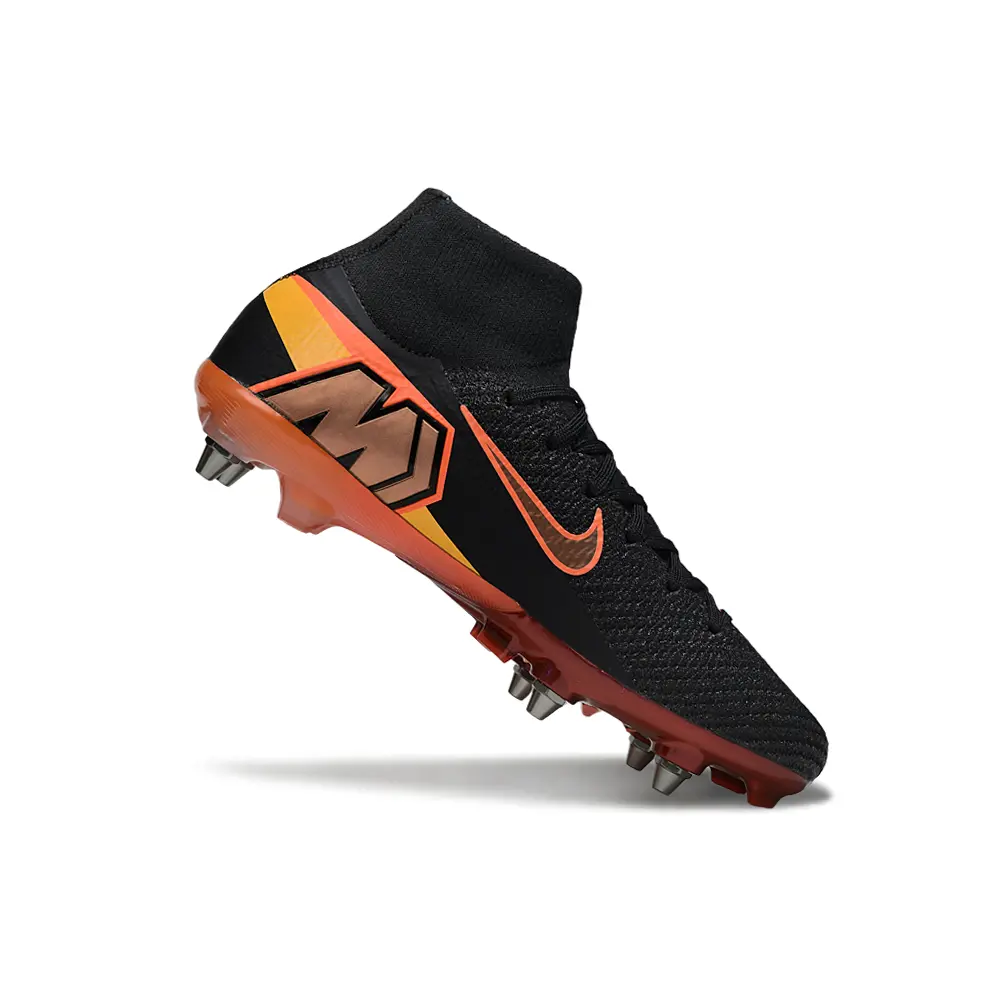 Chuteira Campo Nike Air Zoom Mercurial Superfly 10 Elite Trava Mista Preto e Laranja 