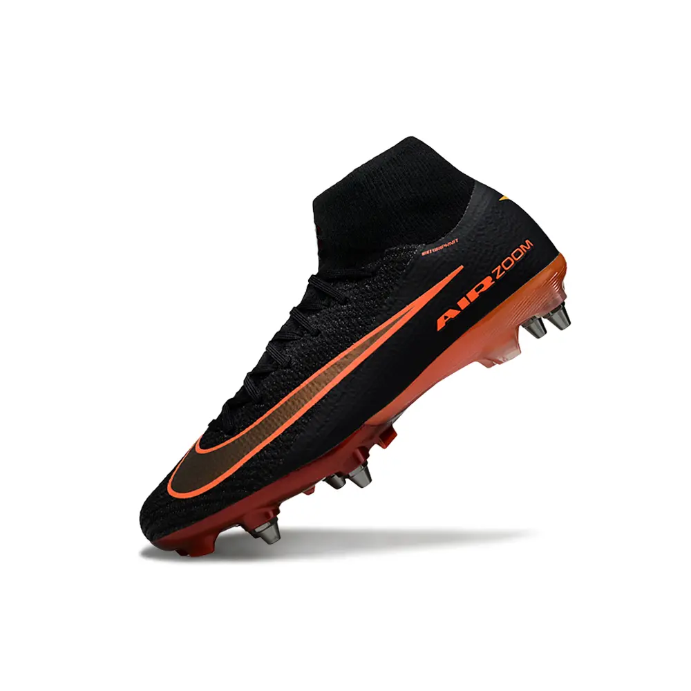 Chuteira Campo Nike Air Zoom Mercurial Superfly 10 Elite Trava Mista Preto e Laranja 