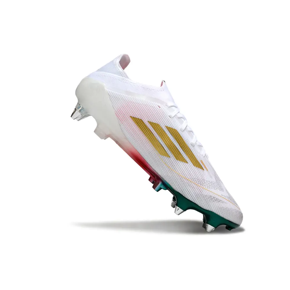 Chuteira Campo Adidas F50 Ponta de Aluminio Branco, Verde, Vermelho e Rosa