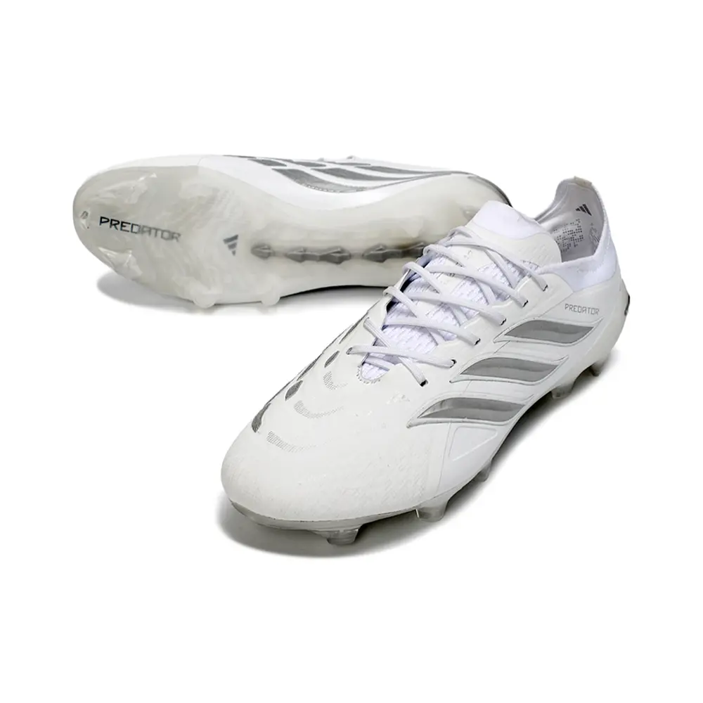 Chuteira Campo Adidas Predator 26 Elite FG Branco e Prata