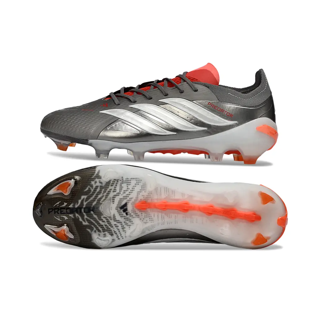 Chuteira Campo Adidas Predator 26 Elite FG Cinza, Laranja e Branco