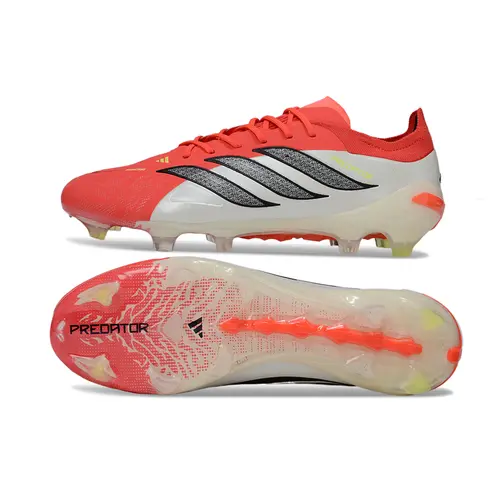 Chuteira Campo Adidas Predator 26 Elite FG Vermelho, Branco e Prata