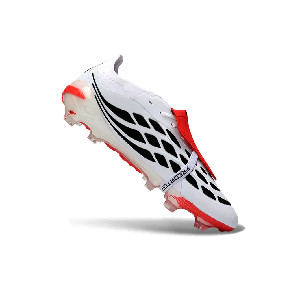Chuteira Campo Adidas Predator Tongue 26 Elite FG Branco, Preto e Vermelho