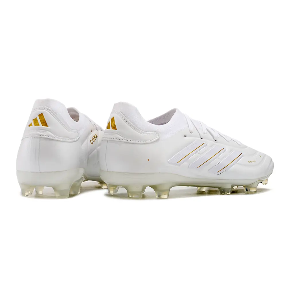 Chuteira Campo Adidas Copa Pure II + FG Branca e Dourada